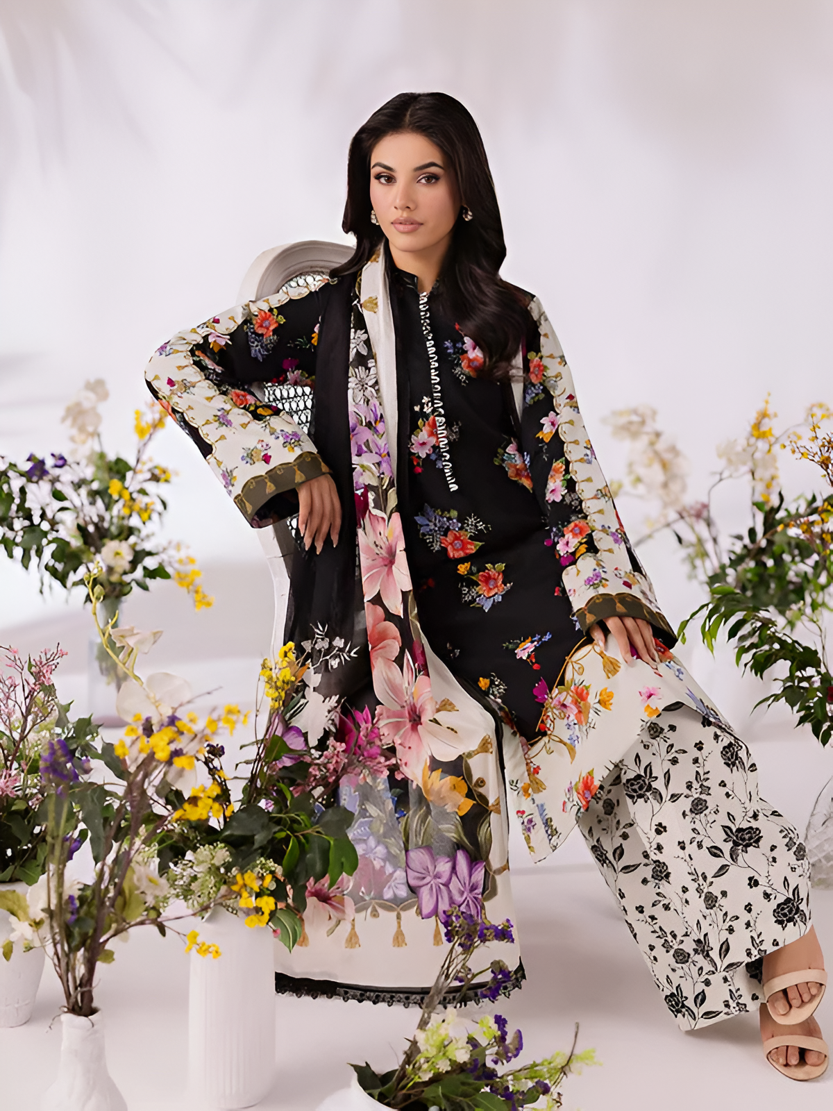 ZARA SHAHJAHAN Printed 3 Piece Suit PV-3045