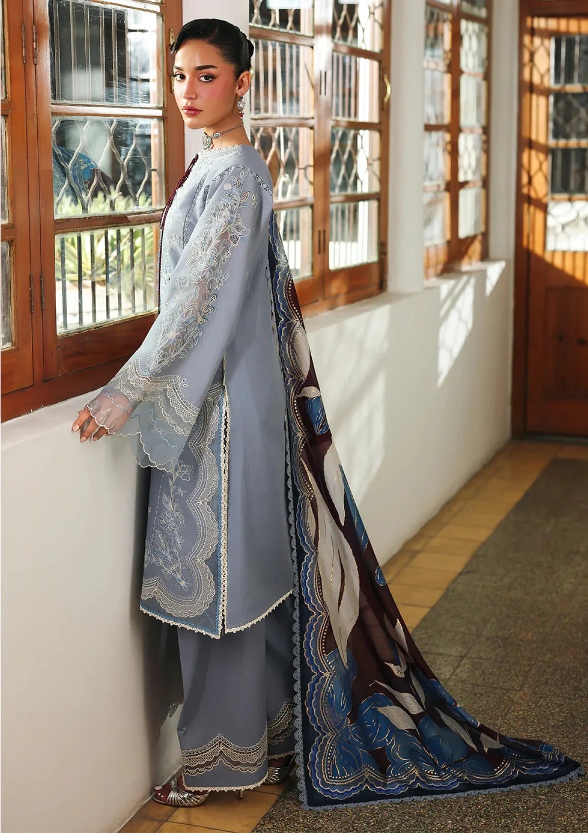 BIN ILYAS Lawn Embroidered 3 Piece PV-3044