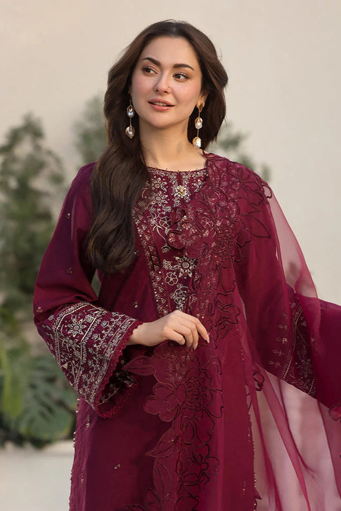 312 - Embroidered Velvet 3-Piece Dress with Embroidered Organza Dupatta