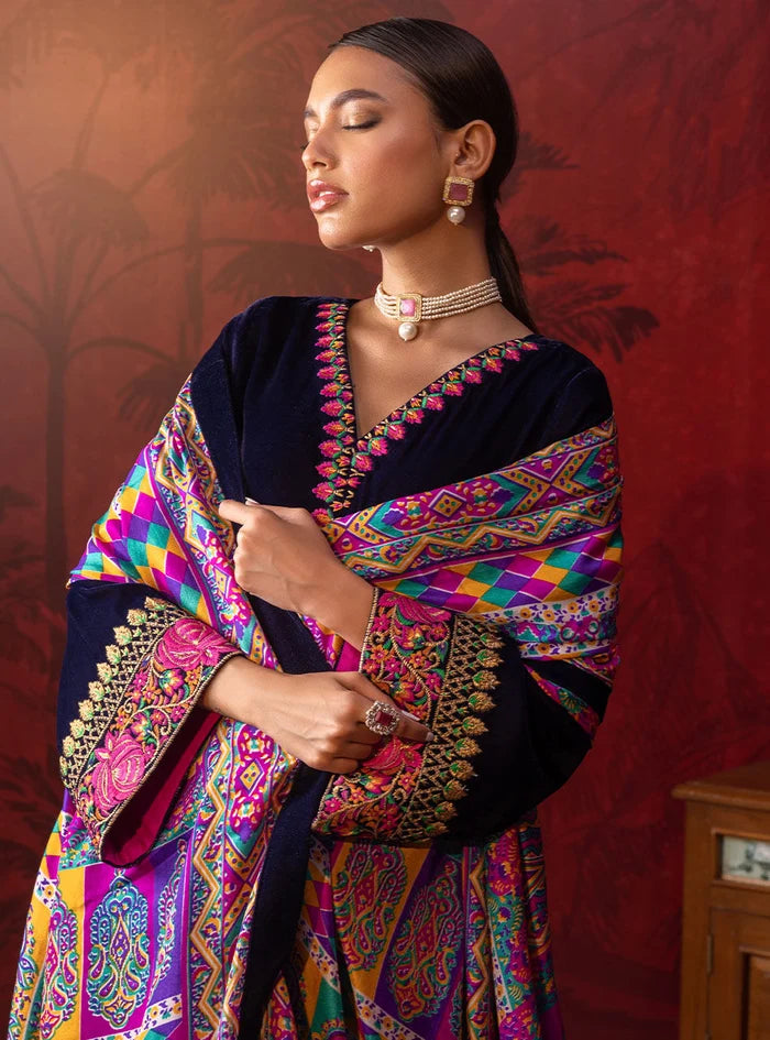 Poshak Villa Embroidered Micro Velvet 3 Piece D-2012