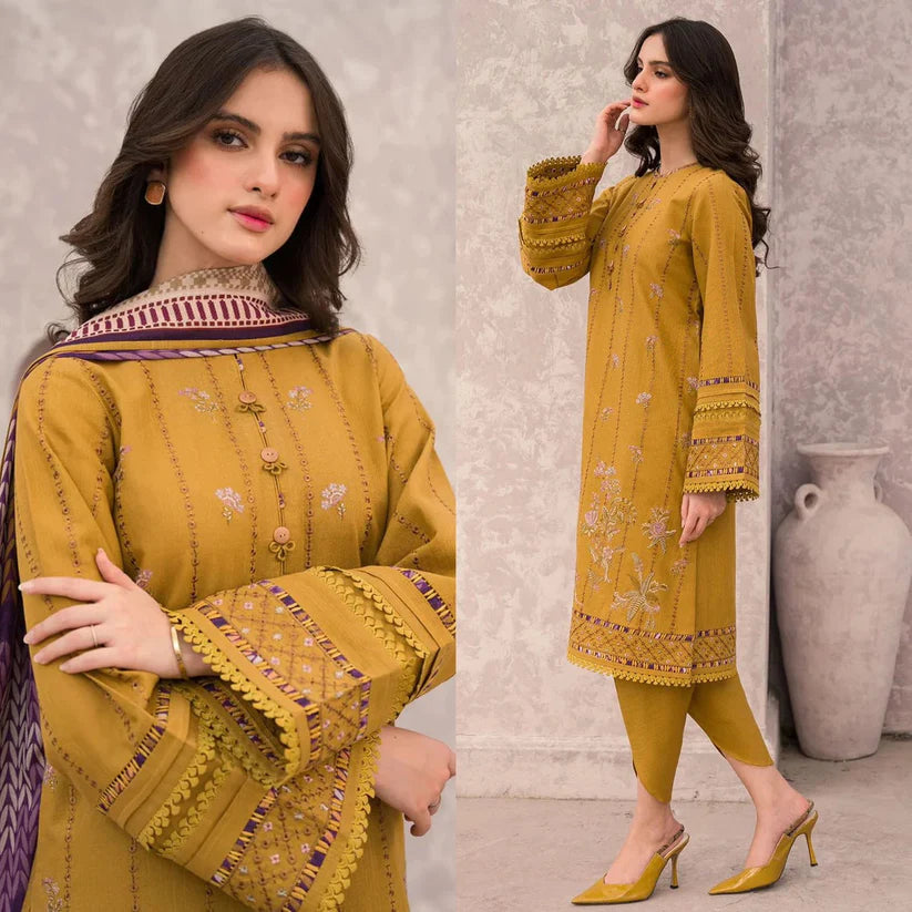 Jazmin 3pc Embroidered Lawn with Cotton Silk Print duppata. 509