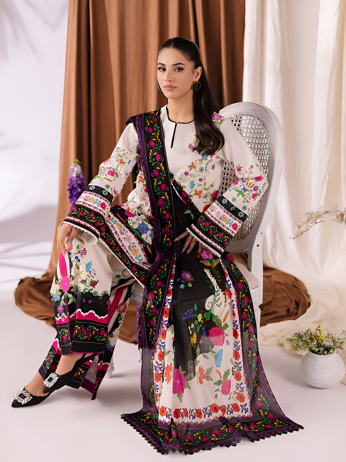 ZARA SHAHJAHAN Printed 3 Piece Suit PV-3050