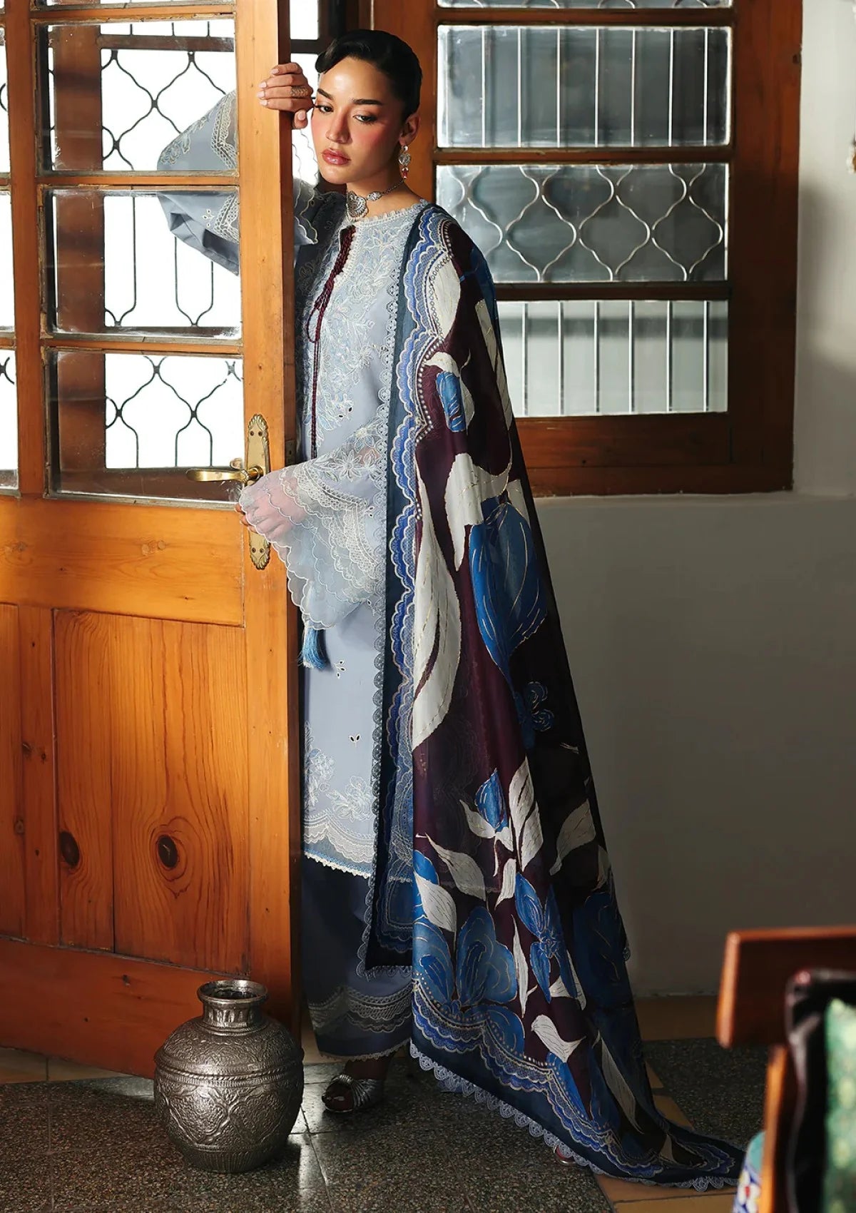 BIN ILYAS Lawn Embroidered 3 Piece PV-3044