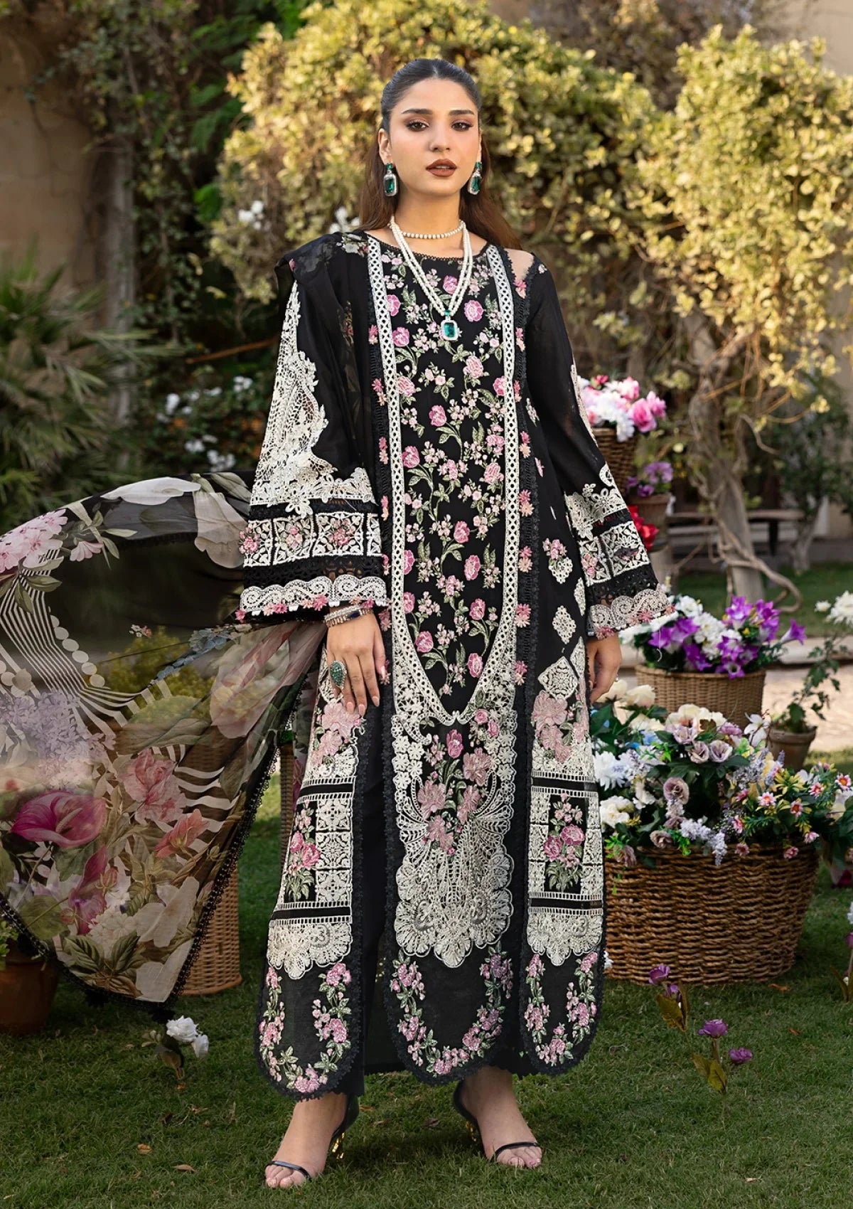 Poshak Villa Embroidered Lawn Dress 3 Piece PV-1019
