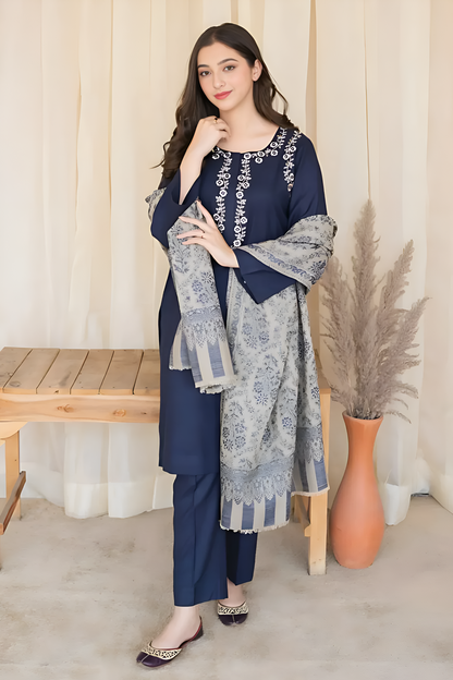 Poshak Villa Embroidered Lawn 3 Piece Suit PV-3027