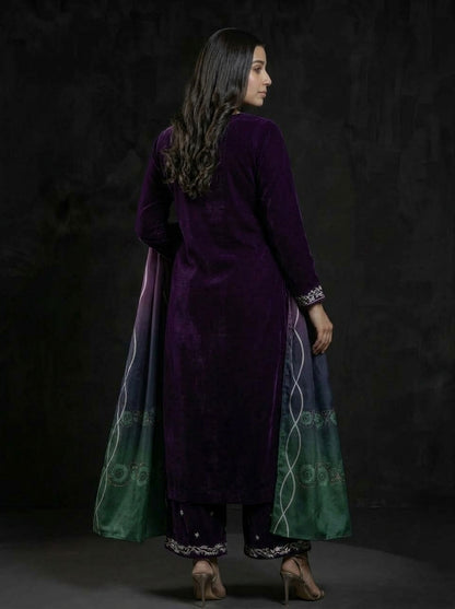 Poshak Villa Embroidered Micro Velvet 3 Piece D-2003