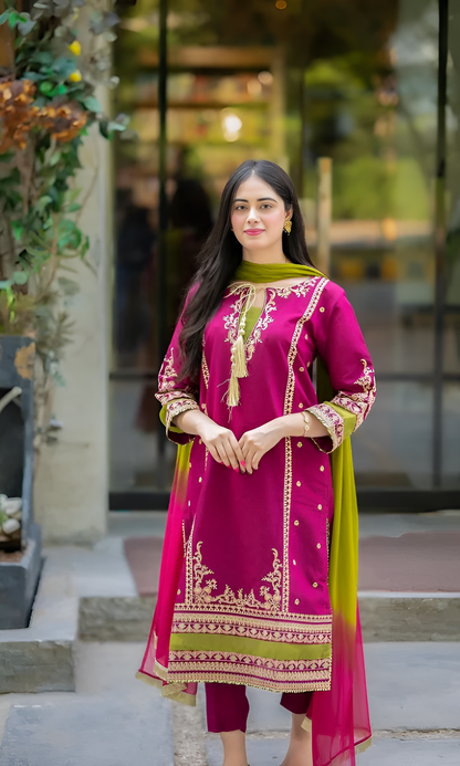 MEENA 3 Piece Embroidered Lawn PV-077
