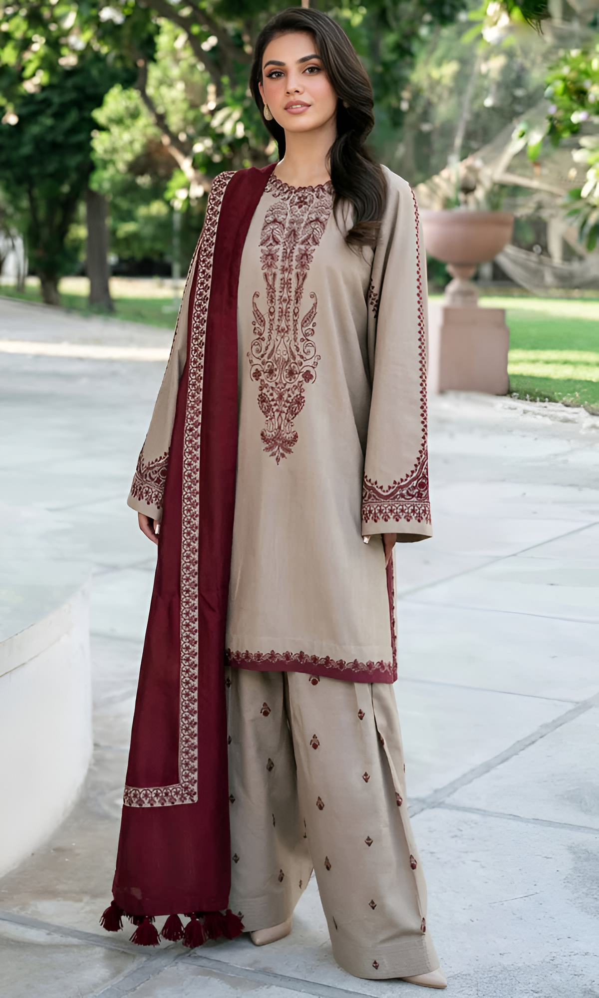 Baroque Lawn 3 Piece Embroidered PV- 1002