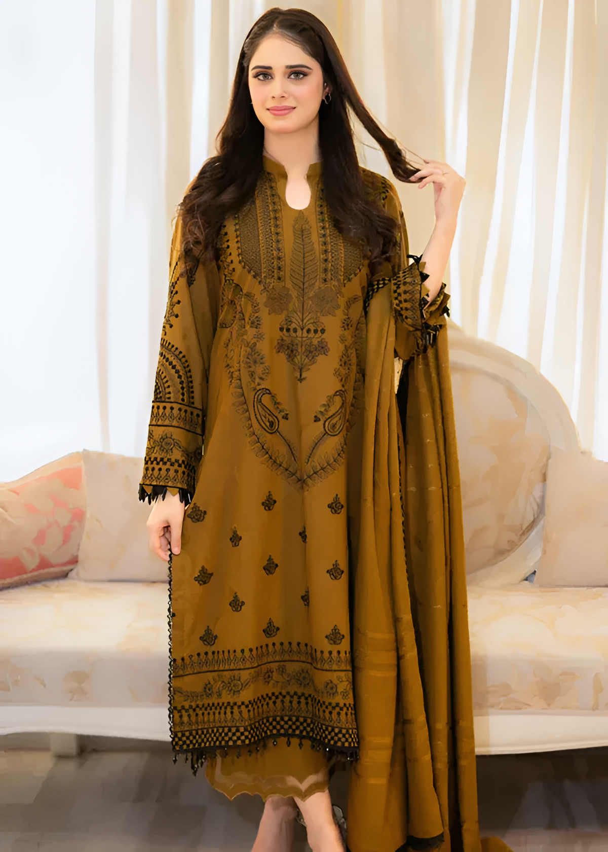 Poshak Villa Lawn Embroidered 3 Piece PV-1008
