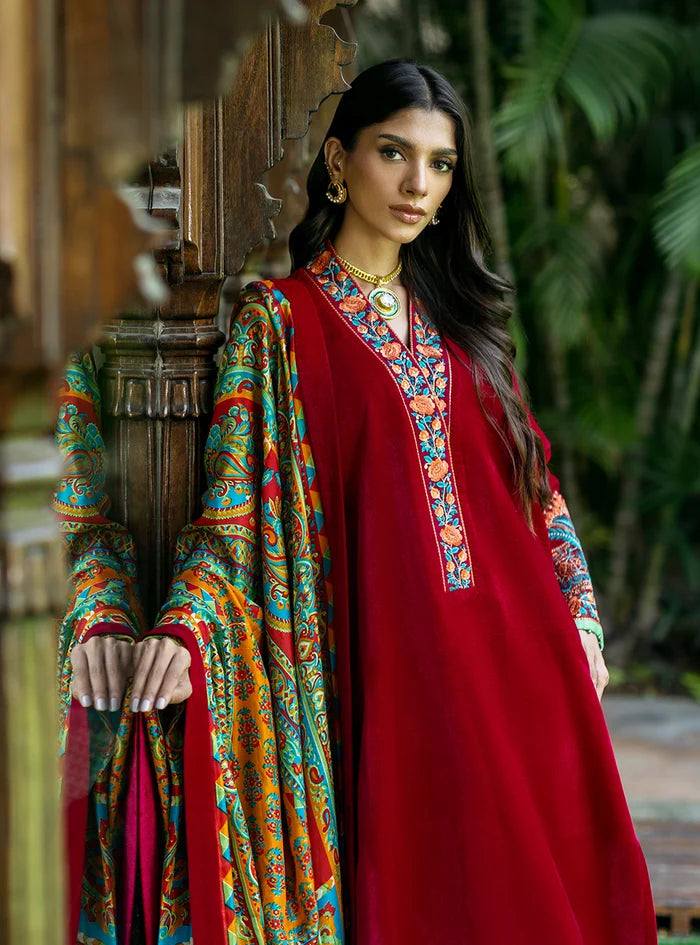 Poshak Villa Embroidered Micro Velvet 3 Piece D-2010