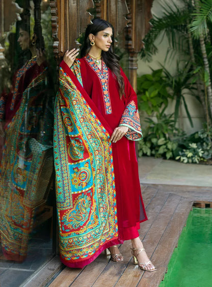 Poshak Villa Embroidered Micro Velvet 3 Piece D-2010