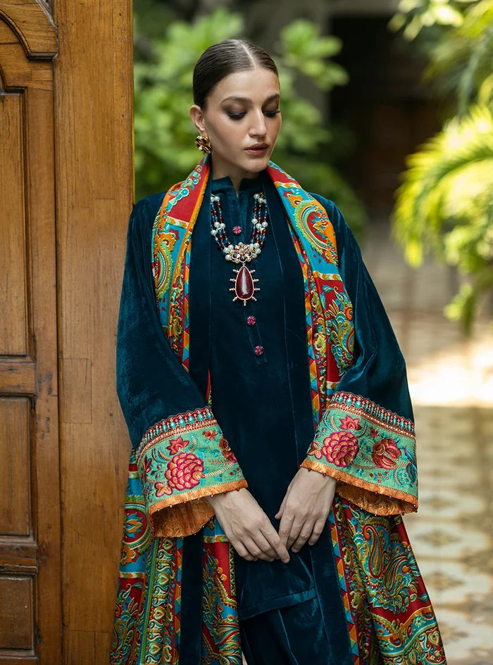 Poshak Villa Embroidered Micro Velvet 3 Piece D-2011