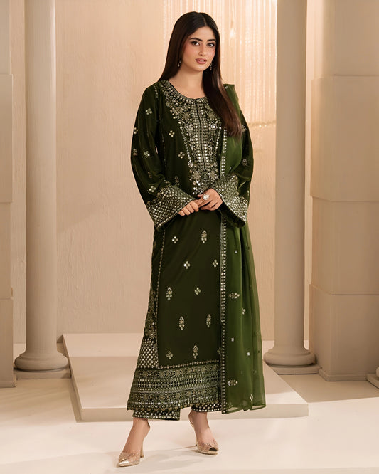 Poshak Villa Embroidered Micro Velvet 3 Piece D-2014