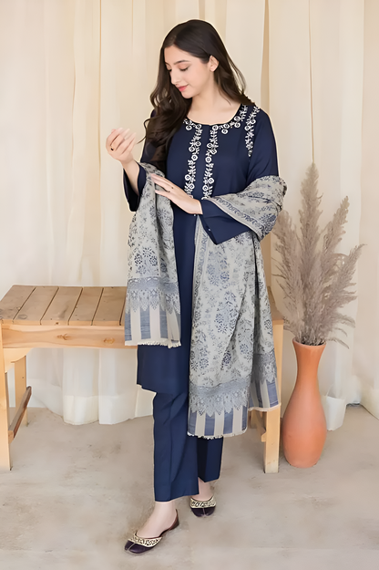 Poshak Villa Embroidered Lawn 3 Piece Suit PV-3027
