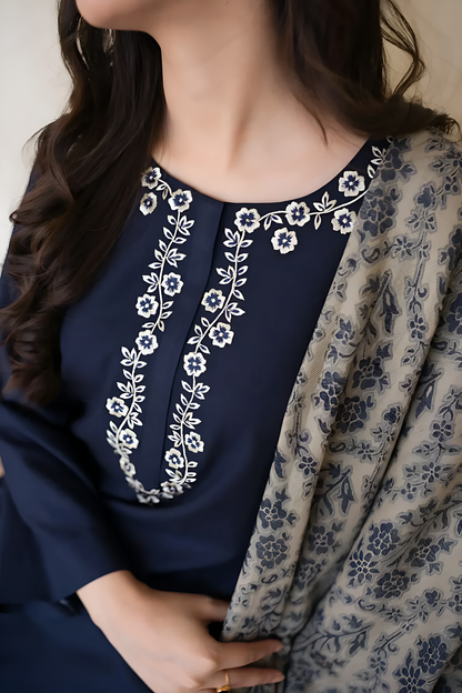 Poshak Villa Embroidered Lawn 3 Piece Suit PV-3027