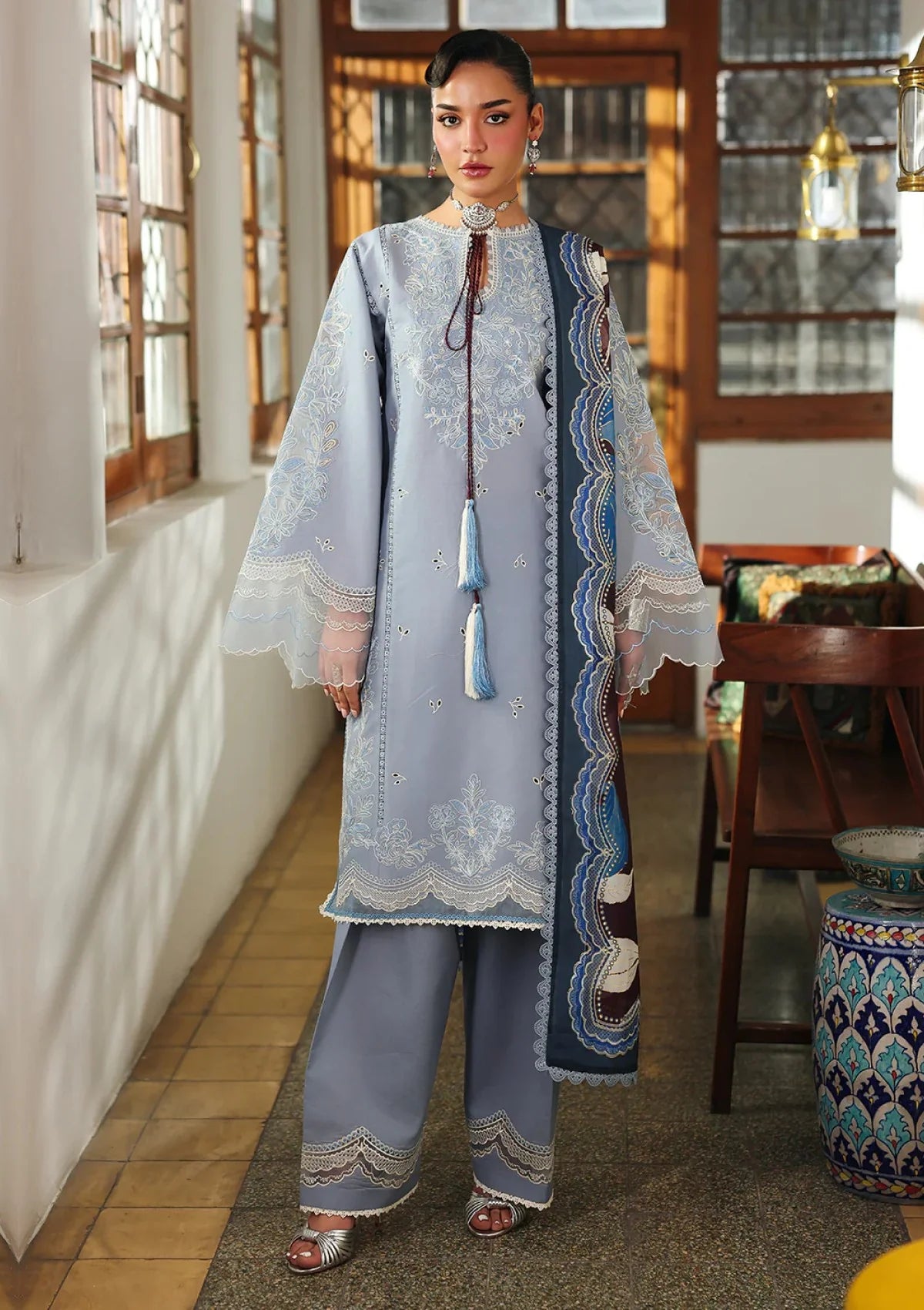 BIN ILYAS Lawn Embroidered 3 Piece PV-3044