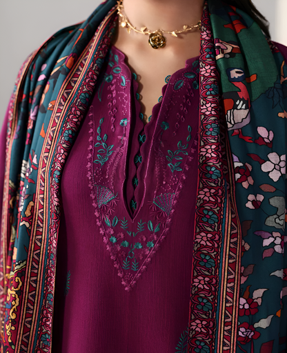 Poshak Villa Embroidered lawn 3 Piece Dress PV-3023