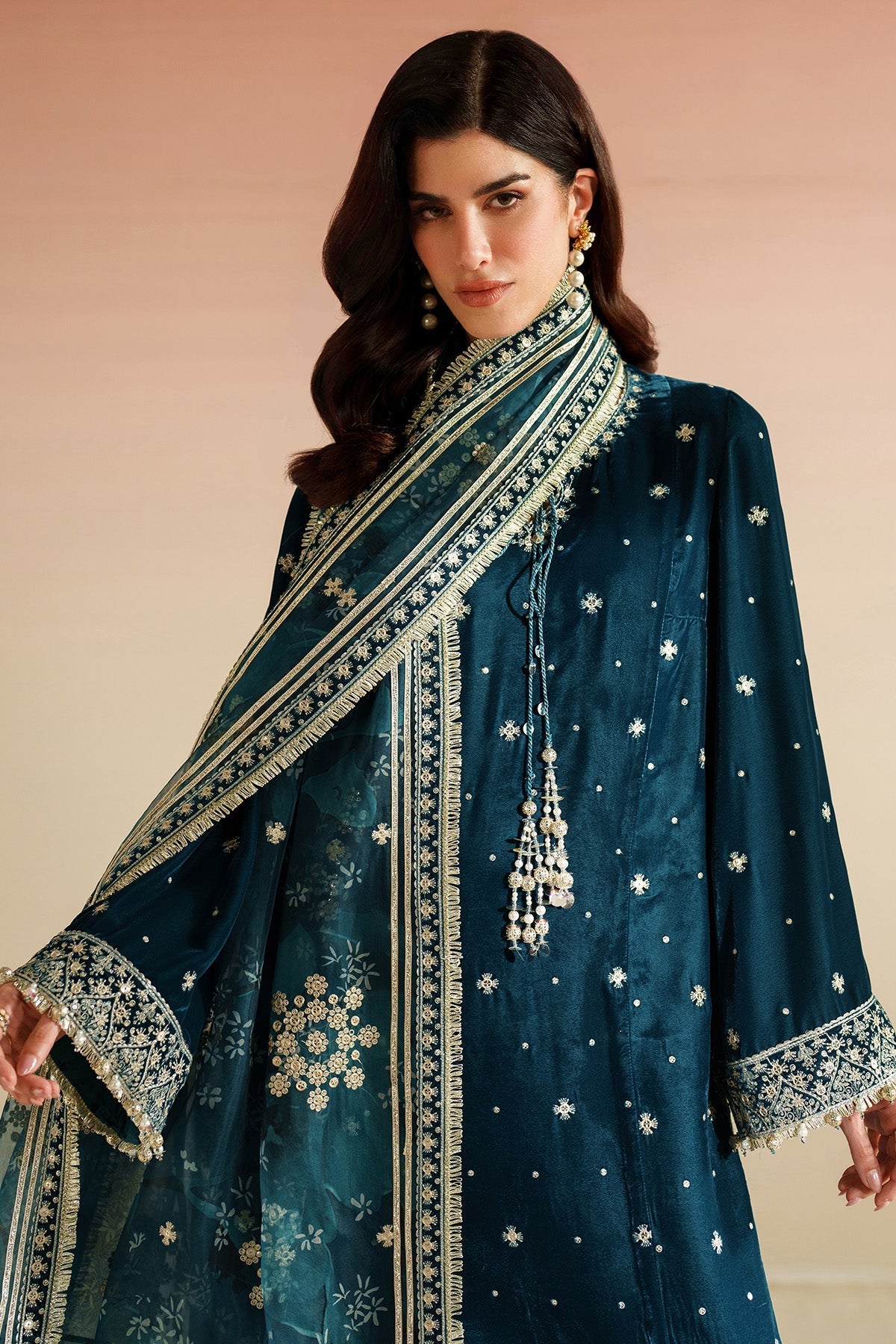 7009 - JZ Embroidered Velvet 3-Piece Dress