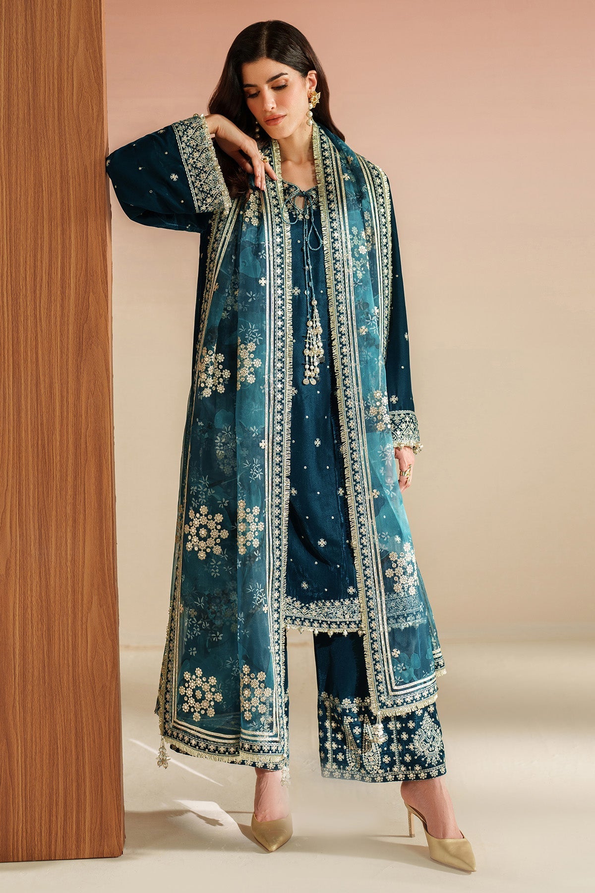 7009 - JZ Embroidered Velvet 3-Piece Dress