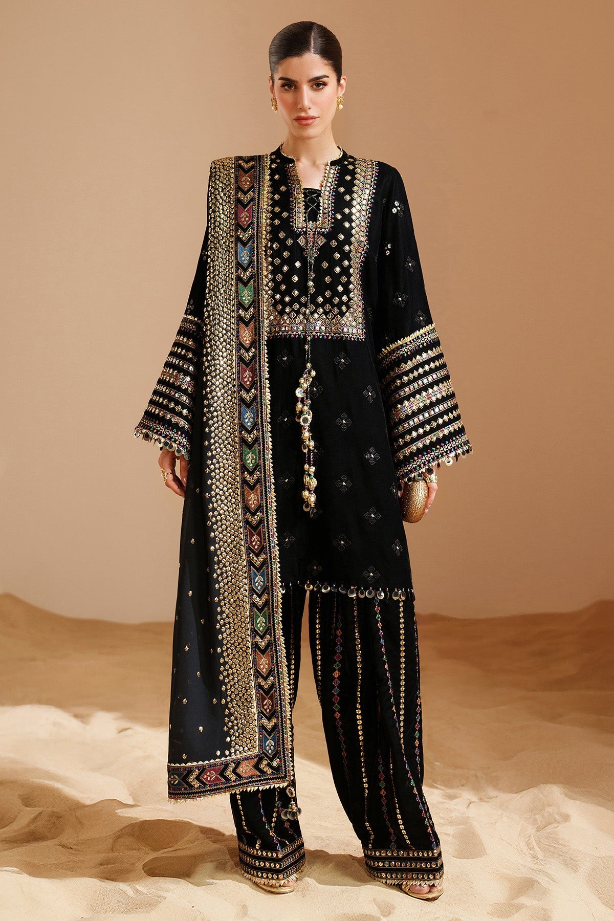 7008 - JZ Embroidered Velvet 3-Piece Dress