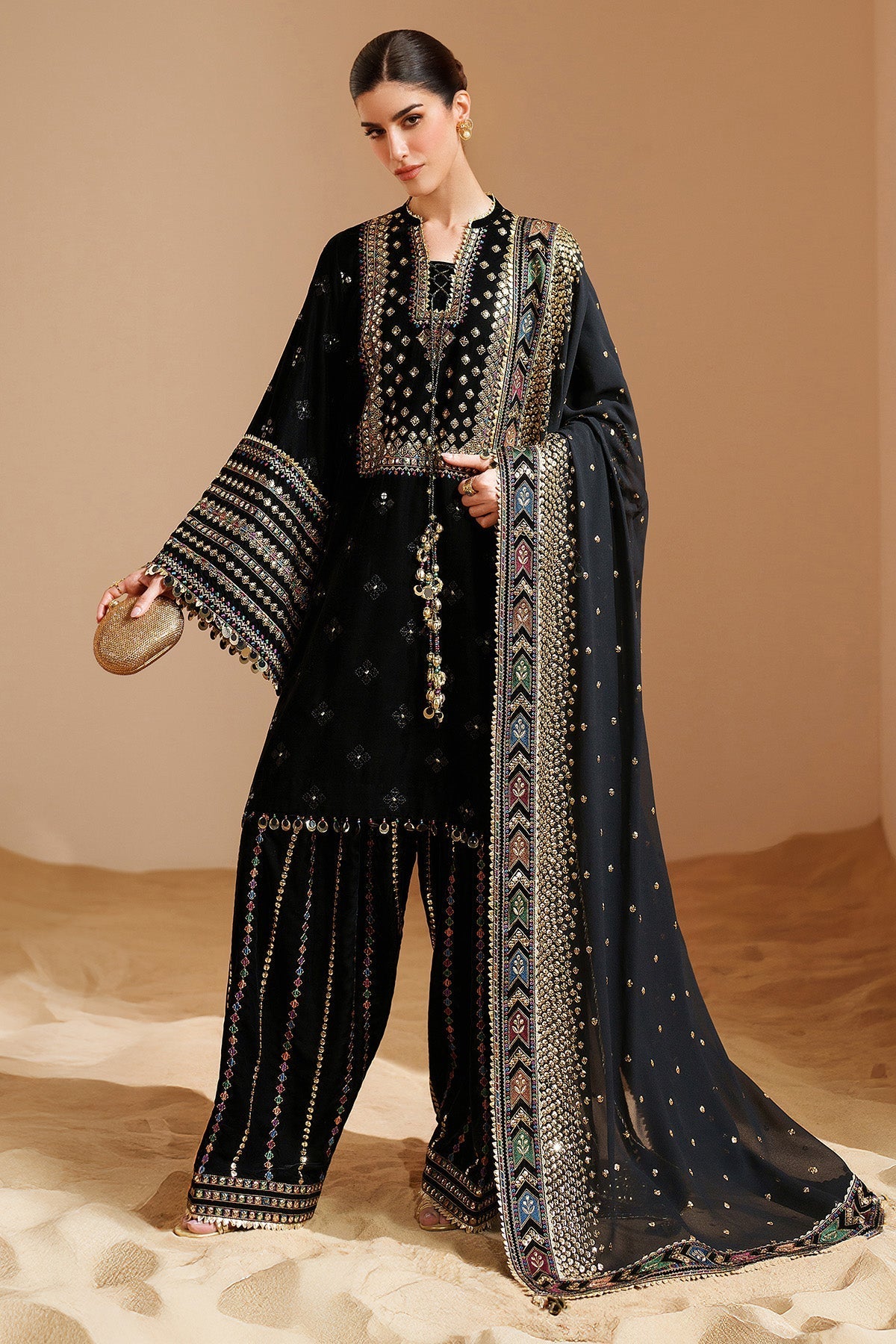 7008 - JZ Embroidered Velvet 3-Piece Dress