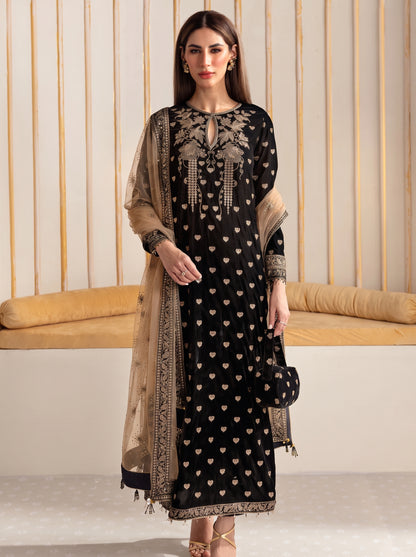 Poshak Villa Embroidered Micro Velvet 3 Piece D-2004