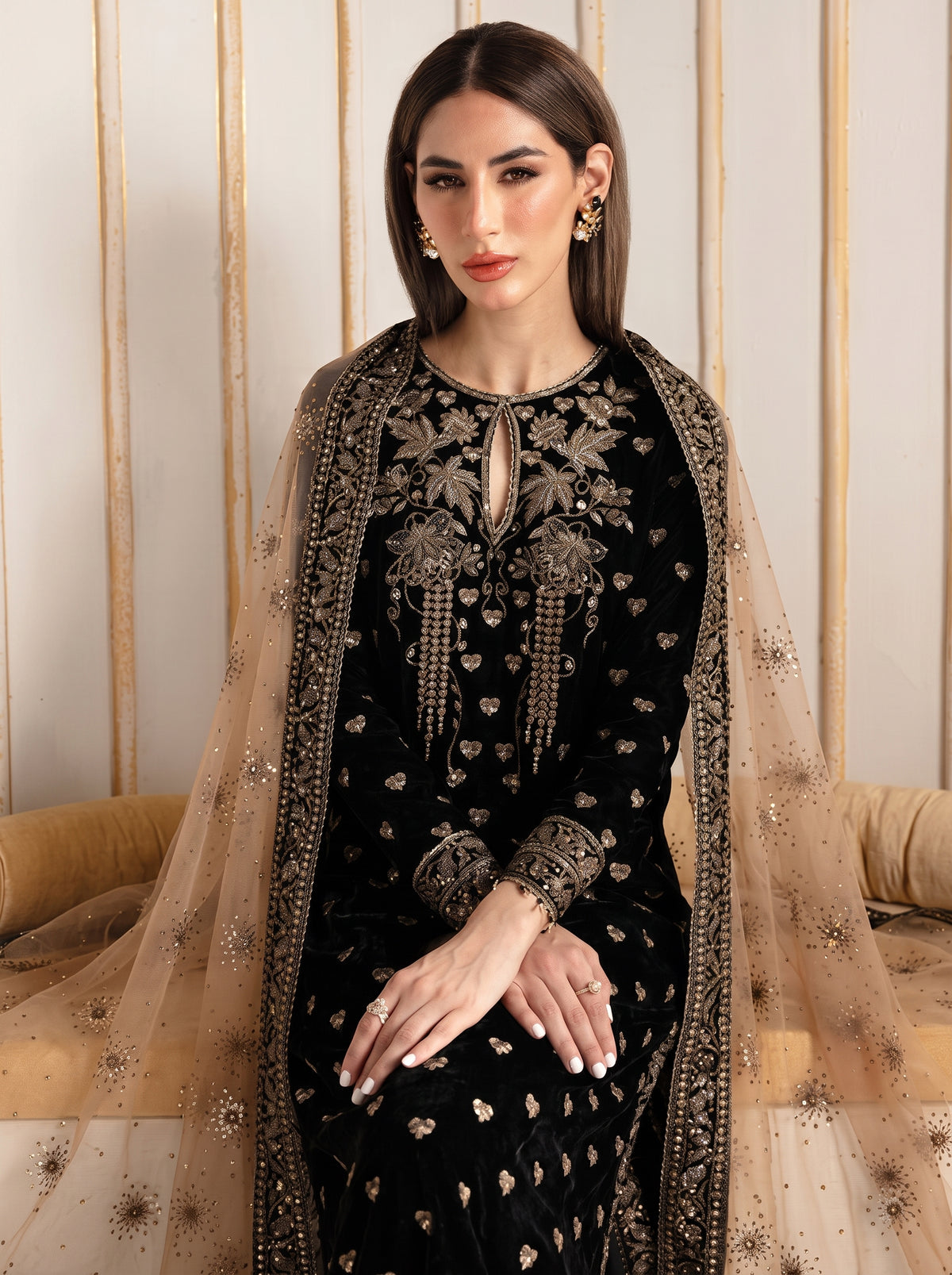 Poshak Villa Embroidered Micro Velvet 3 Piece D-2004