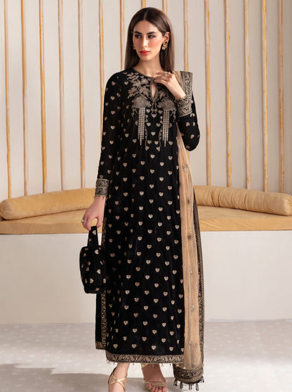 Poshak Villa Embroidered Micro Velvet 3 Piece D-2004