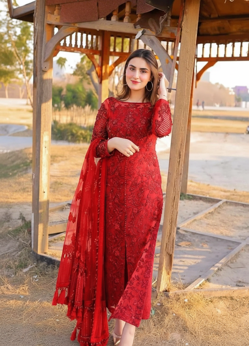 Poshak Villa 3 Piece Organza Dress PV-1025