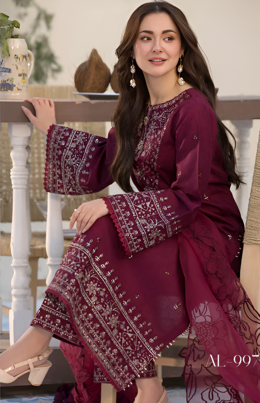 Poshak Villa 3 Piece Lawn Embroidered PV-044