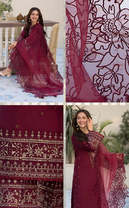 Poshak Villa 3 Piece Lawn Embroidered PV-044