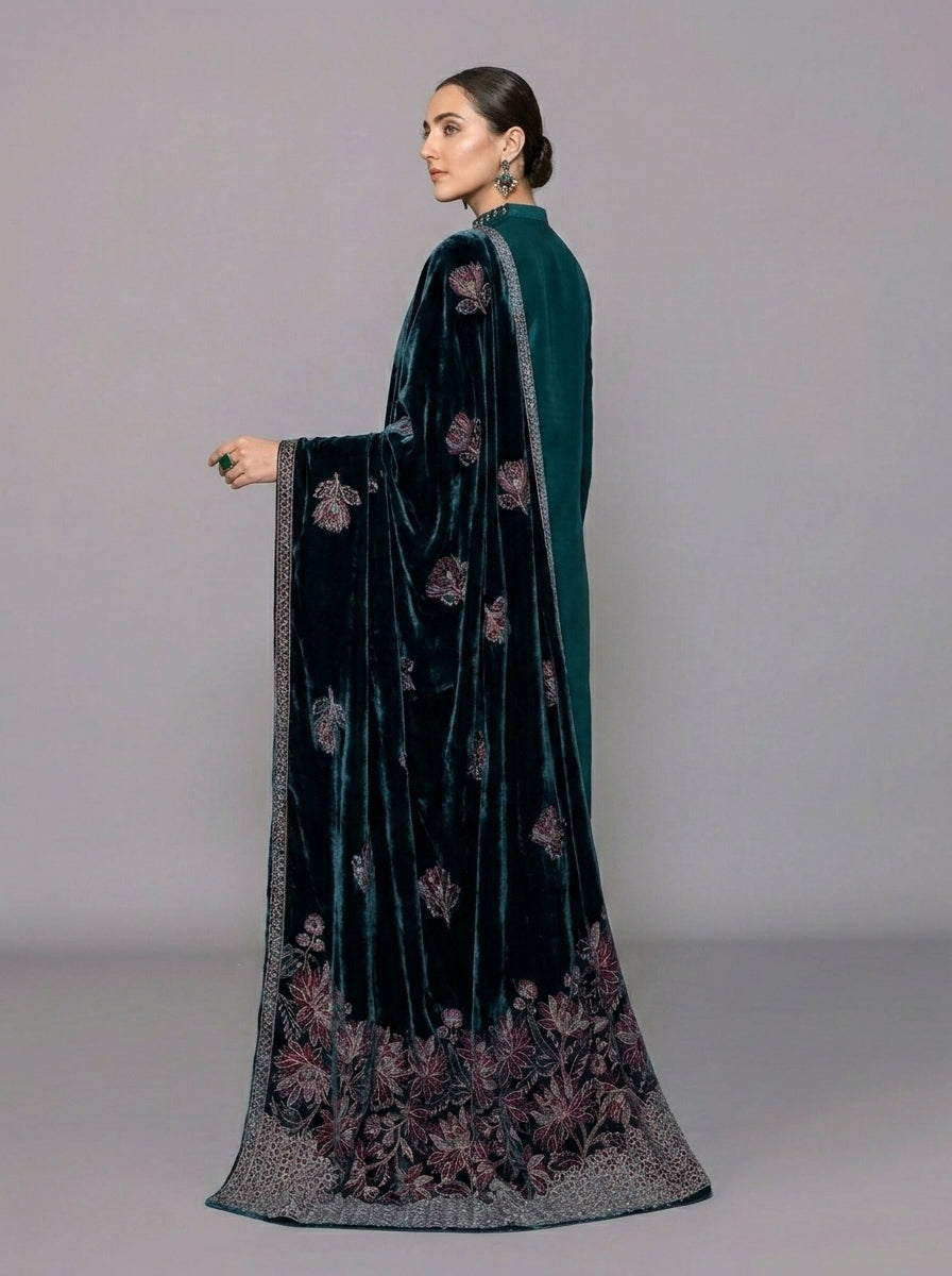 Poshak Villa Embroidered Micro Velvet 3 Piece D-2013