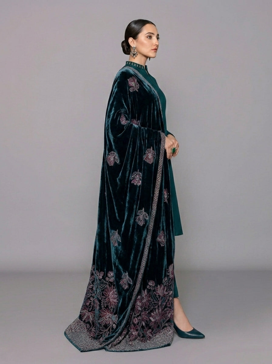 Poshak Villa Embroidered Micro Velvet 3 Piece D-2013
