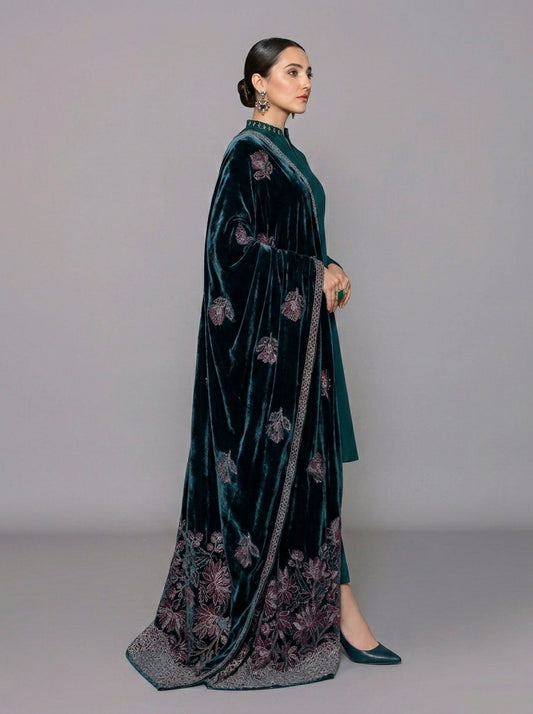 Poshak Villa Embroidered Micro Velvet 3 Piece D-2013