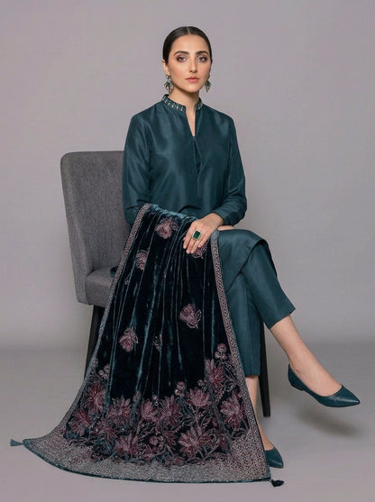 Poshak Villa Embroidered Micro Velvet 3 Piece D-2013