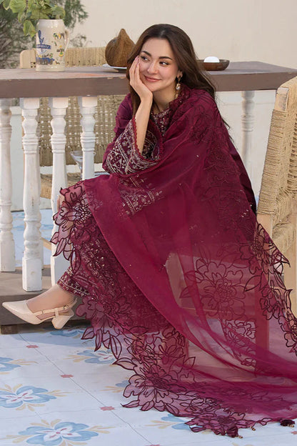 312 - Embroidered Velvet 3-Piece Dress with Embroidered Organza Dupatta