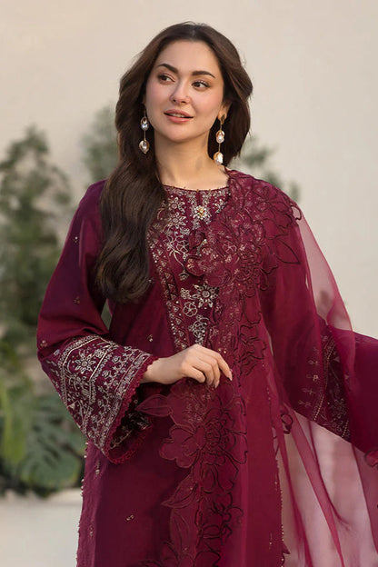 312 - Embroidered Velvet 3-Piece Dress with Embroidered Organza Dupatta