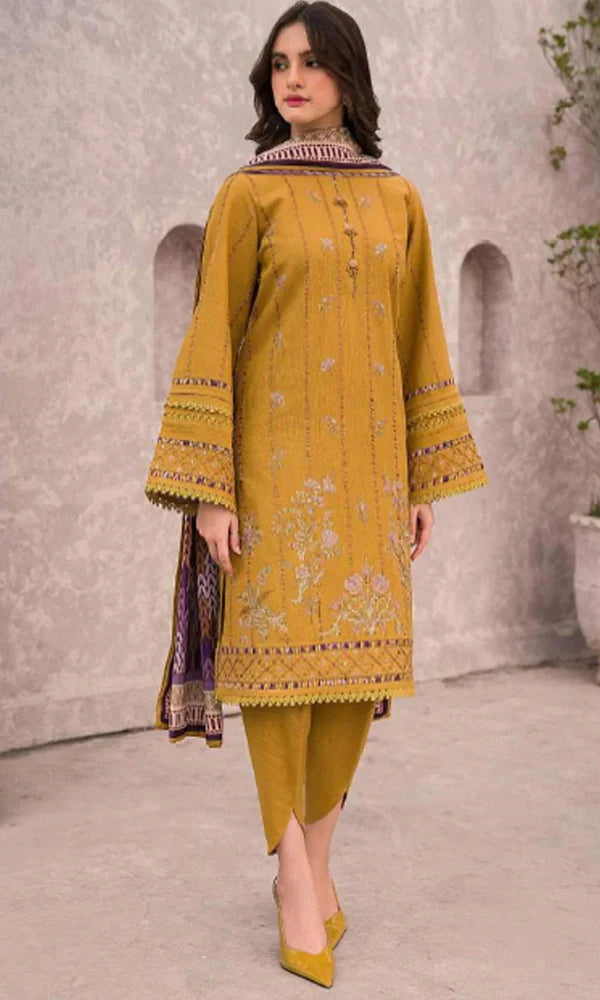 Jazmin 3pc Embroidered Lawn with Cotton Silk Print duppata. 509