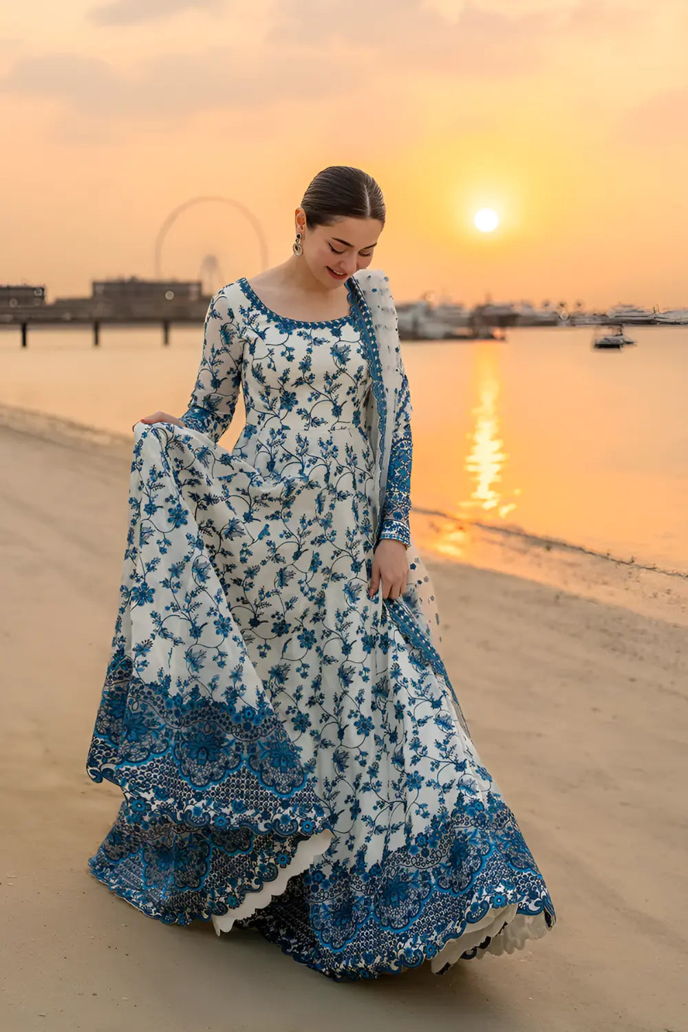 Faiza Saqlain Embroidered Lawn 3 Piece Frock PV-099