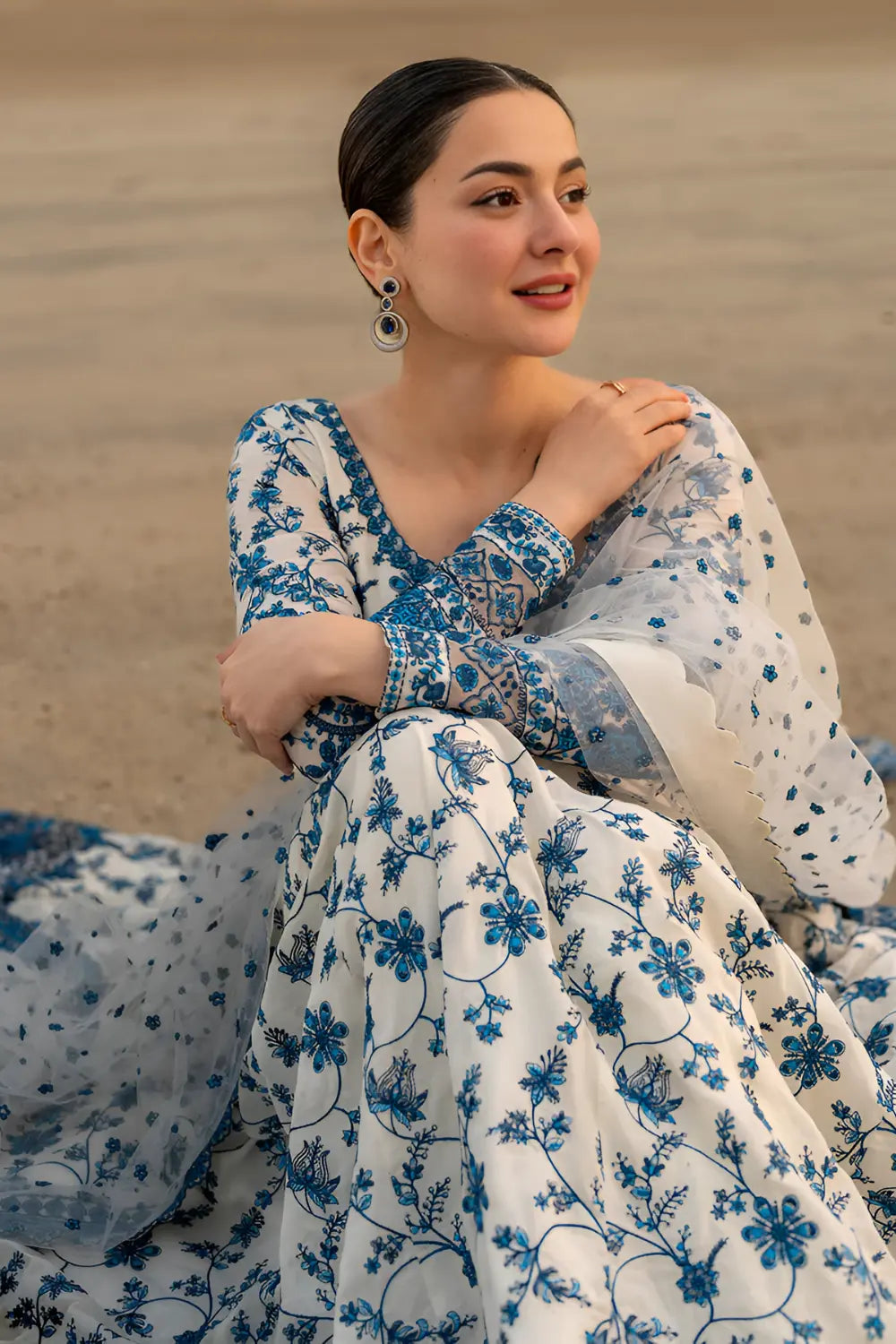 Faiza Saqlain Embroidered Lawn 3 Piece Frock PV-099