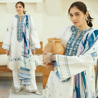 Zara Shahjahan Embroidered Lawn 3 Piece PV-033