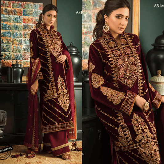 977- 3piece suit Embroidered Velvet