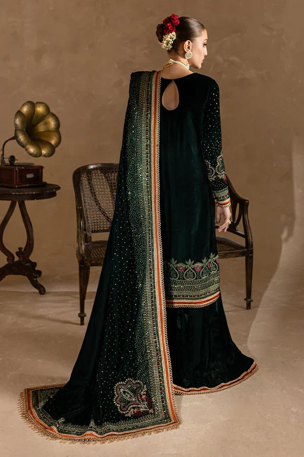 974-3piece Embroidered Velvet Dress