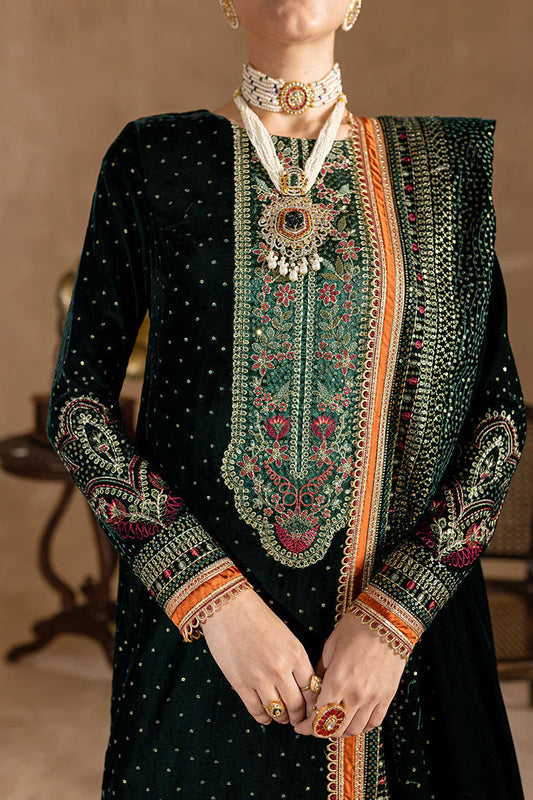 974-3piece Embroidered Velvet Dress