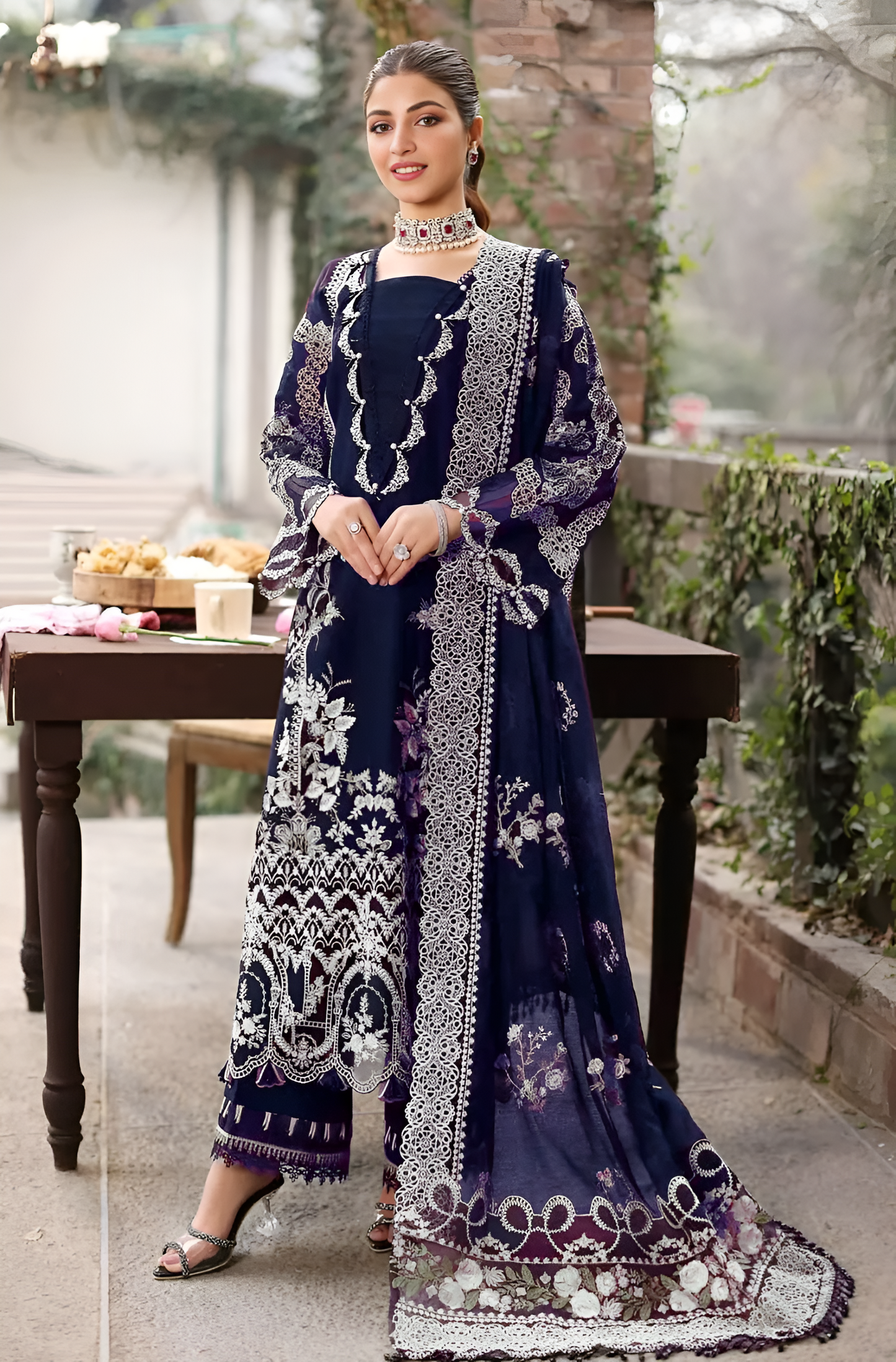 Poshak Villa Embroidered Lawn 3 Piece PV-4033