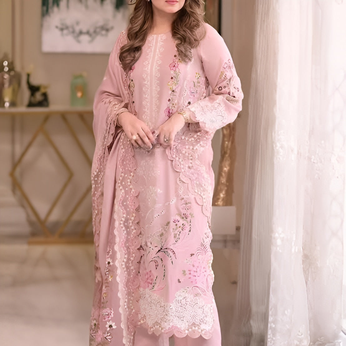 Poshak Villa Embroidered Lawn 3 Piece PV-4034