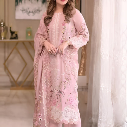 Poshak Villa Embroidered Lawn 3 Piece PV-4034
