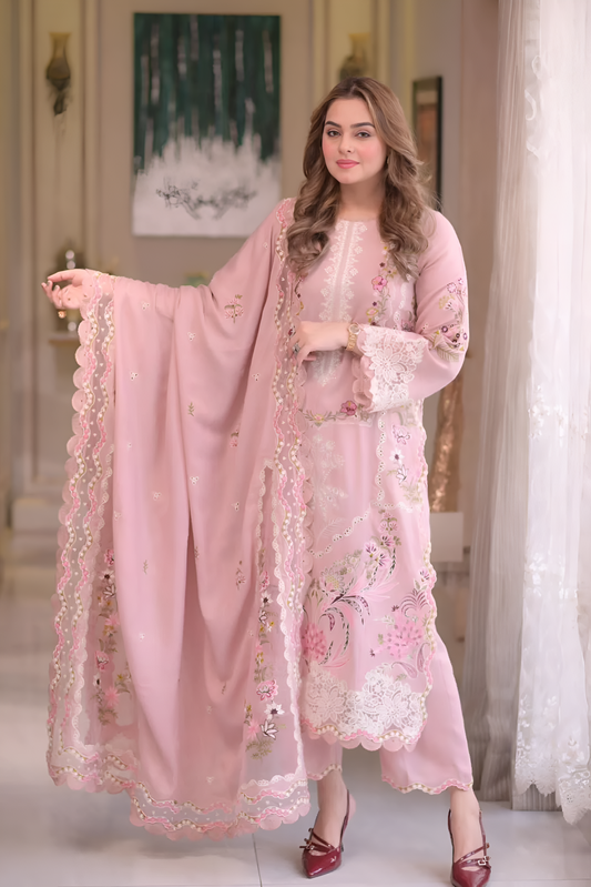Poshak Villa Embroidered Lawn 3 Piece PV-4034