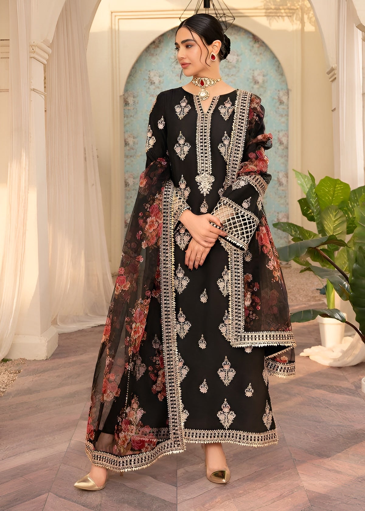Poshak Villa Embroidered Lawn Dress 3 Piece PV-4059
