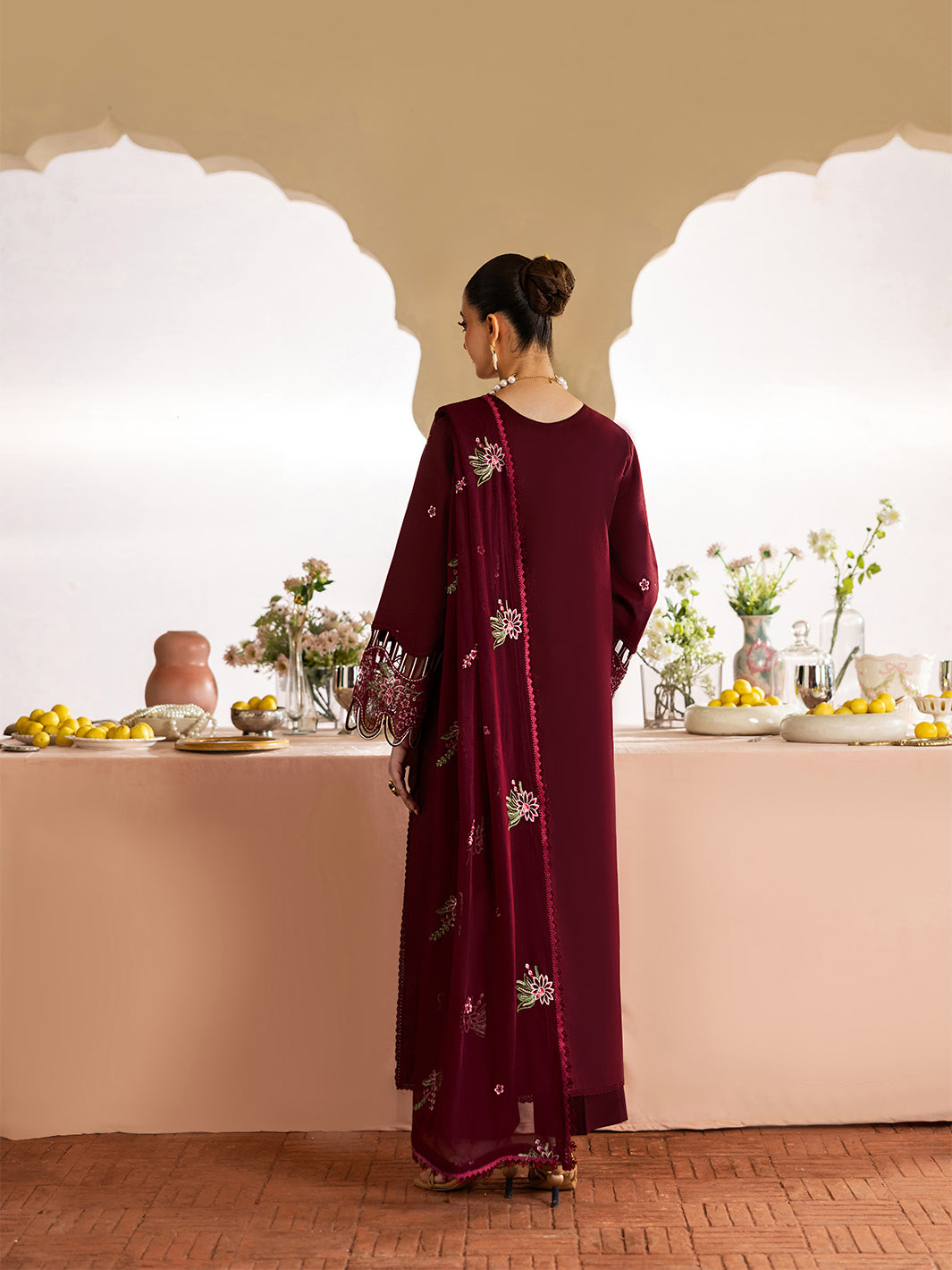 Poshak Villa 3 Piece Embroidered Dhanak | D-0409
